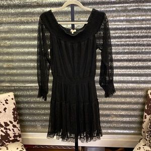 Just me black lace dress long sleeve size large